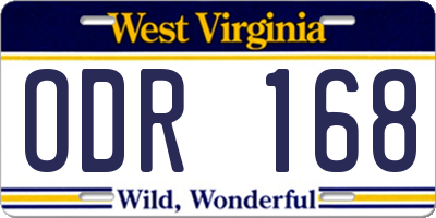 WV license plate ODR168