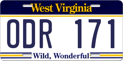 WV license plate ODR171