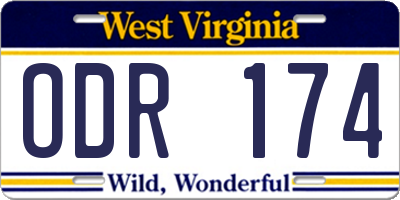 WV license plate ODR174