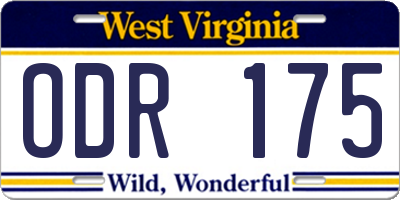WV license plate ODR175