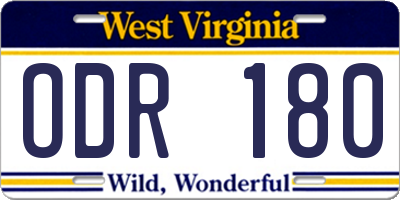 WV license plate ODR180