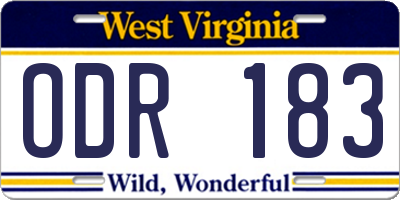 WV license plate ODR183
