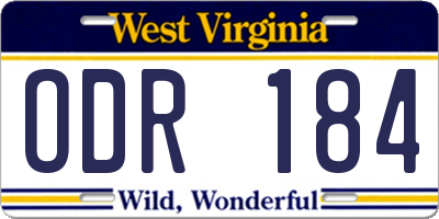 WV license plate ODR184