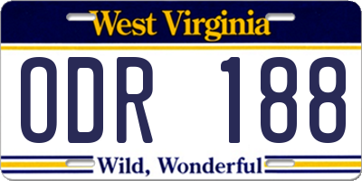 WV license plate ODR188