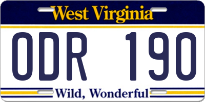 WV license plate ODR190
