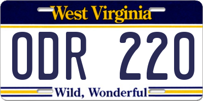 WV license plate ODR220