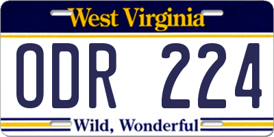 WV license plate ODR224