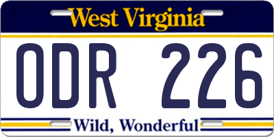 WV license plate ODR226
