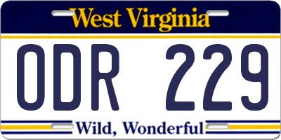 WV license plate ODR229