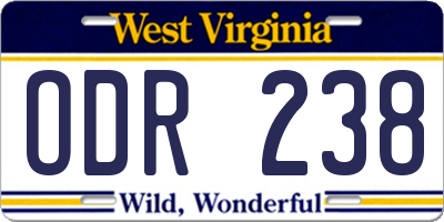 WV license plate ODR238