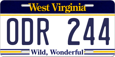 WV license plate ODR244