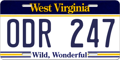 WV license plate ODR247