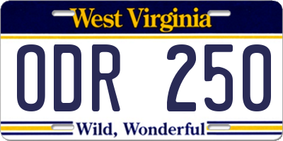 WV license plate ODR250