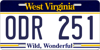 WV license plate ODR251