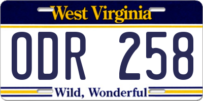 WV license plate ODR258