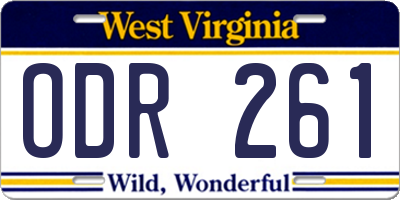 WV license plate ODR261