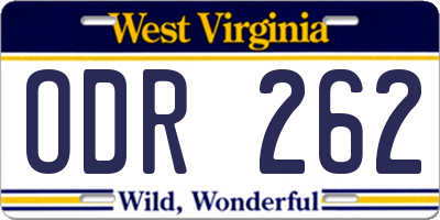 WV license plate ODR262