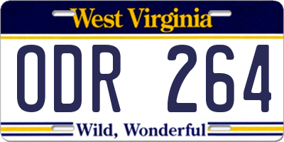 WV license plate ODR264