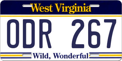 WV license plate ODR267