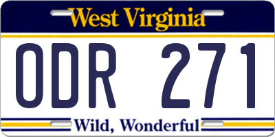 WV license plate ODR271
