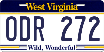 WV license plate ODR272
