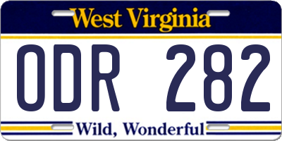 WV license plate ODR282