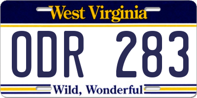 WV license plate ODR283