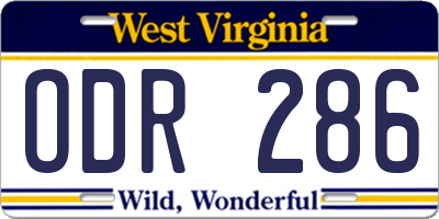 WV license plate ODR286