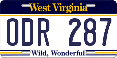 WV license plate ODR287