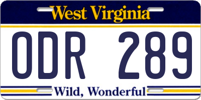 WV license plate ODR289