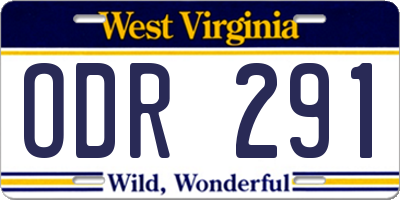 WV license plate ODR291