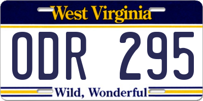 WV license plate ODR295