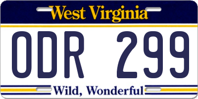 WV license plate ODR299