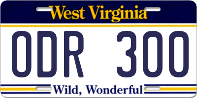 WV license plate ODR300
