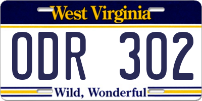 WV license plate ODR302