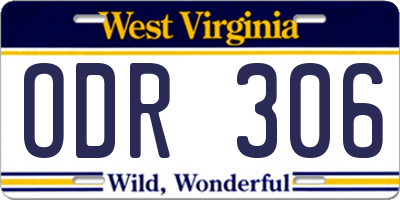 WV license plate ODR306