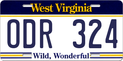 WV license plate ODR324