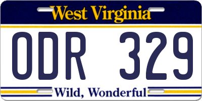 WV license plate ODR329