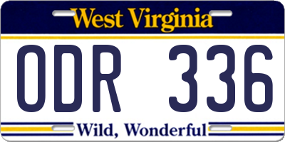 WV license plate ODR336