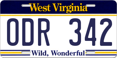 WV license plate ODR342