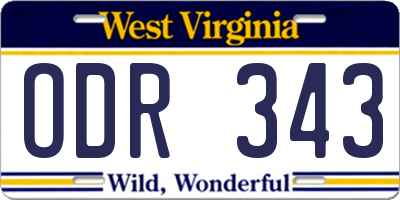 WV license plate ODR343
