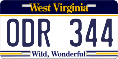 WV license plate ODR344