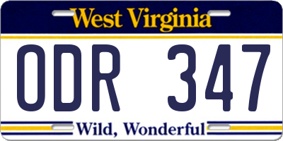 WV license plate ODR347