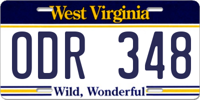 WV license plate ODR348