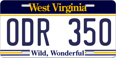 WV license plate ODR350