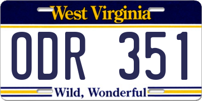 WV license plate ODR351