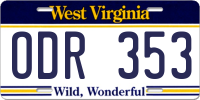 WV license plate ODR353