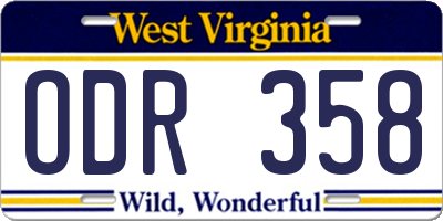 WV license plate ODR358