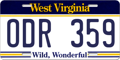 WV license plate ODR359