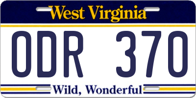 WV license plate ODR370